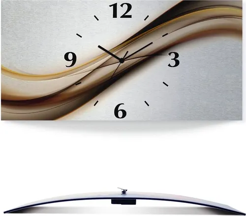 ARTland Wanduhre - Gebogene Funkuhr mit schwarzem Zeiger - Wanduhren in Wohnaccessoires, 3D-Wölbung für räumlichen Effekt und geräuschloses Qualitätsuhrwerk, ideal für Küche oder Wohnzimmer.