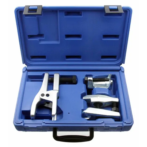 Kugelgelenkbolzen-Abzieher 3-tlg. - Spurstangenkopf-Ausdrücker - KFZ-Werkzeuge - Stabiler 3-tlg. Universal Ausdrücker-Satz für vielseitige Anwendungen in der Kfz Werkstatt, inklusive praktischem Aufbewahrungskoffer.