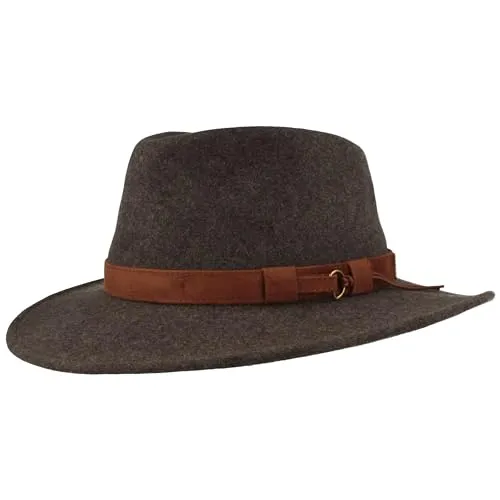 Breiter Rollbarer Outdoor Filzhut aus 100% Wolle - Fedora & Trilby-Hüte für Herren, wasserabweisend und faltbar - ideal für Trekking und Outdoor-Aktivitäten, schützt vor Regen und Sonne.