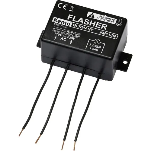 Kemo M114N Blinker langsam - Blinkgeber 240V/110V AC, einstellbare Blinkfolge von 0,6-9 Sekunden für Reklametafeln und Modelle