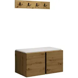 Mirjan24 Garderoben-Set Eiche Artisan Weiß, 84x42x46 cm