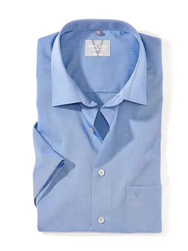 Marvelis Herren Businesshemd Kurzarm Chambray Rauchblau von MARVELIS