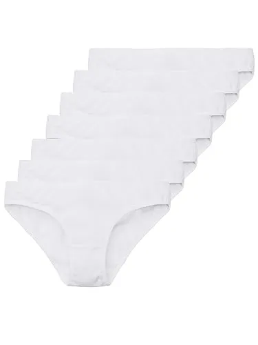 Tazzio Damen Slip 7er-Pack Unterhosen Slips Unterwäsche Pantys Mehrpack Schlüpfer Baumwolle Set F900 (Weiß, XXL)