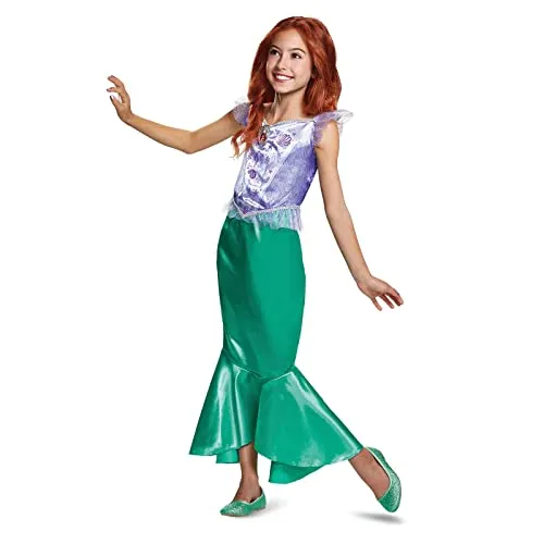 Disney Arielle Classic Kostüm Mädchen, Meerjungfrau, Prinzessin Ariel Kleid, Karneval Kostüm Kinder Meerjungfrauen