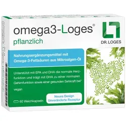 Omega3-Loges Kapseln pflanzlich - Nahrungsergänzungsmittel mit veganen Omega-3-Fettsäuren aus Mikroalgen, ideal für Vegetarier und Schwangere, unterstützt die Gehirnentwicklung und hilft, chronischen Entzündungen entgegenzuwirken.