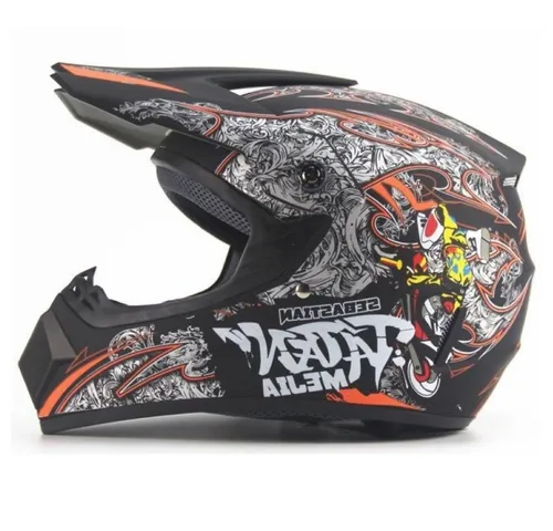 FunSport-Factory Motocrosshelm Mejia für Kinder – Schwarz, XS (51 cm) - Robuster Motocrosshelm für Kinder mit UV-beständiger Außenschale und stufenlos verstellbarem Schnellverschluss. Ideal für Scooter und Offroad-Einsätze, sorgt für optimalen Tragekomfort.