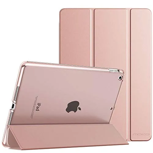 MoKo Schützhülle Kompatibel mit Neu iPad 9. / 8. / 7. Generation (2021/2020/2019), Tablethülle mit Ständer Matt Rückseite Auto Schlaf/Aufwach Funktion für iPad 10,2 Zoll, Rose Gold