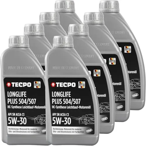 TECPO Motoröl 8 Liter 5W-30 LONGLIFE Plus HC Synthese ACEA C3 API SN / 504/507 / 229.31 229.51 / LL-04 C30