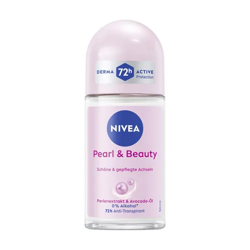 NIVEA Pearl & Beauty Deo Roll-On, Antitranspirant Roller schützt 72h vor Schweiß und Körpergeruch, pflegendes Deodorant mit Perlenextrakten und Avocadoöl (50 ml)