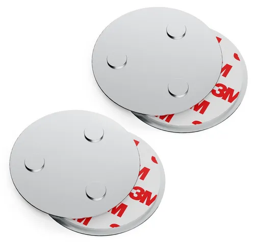 conecto Magnet-Halterung, starke Magnet-Befestigung, universell verwendbar, magnetisch und mit Bohrloch, geeignet für Rauch-Warn-Melder, 60mm, 2er Set