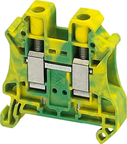 Schneider Electric NSYTRV102PE Erdungsklemme 10mm² - Erdungsklemme für Hutschiene TH35, mit Schraubanschluss und Temperaturbereich von -40 bis 130 °C. Ideal für sichere elektrische Installationen.