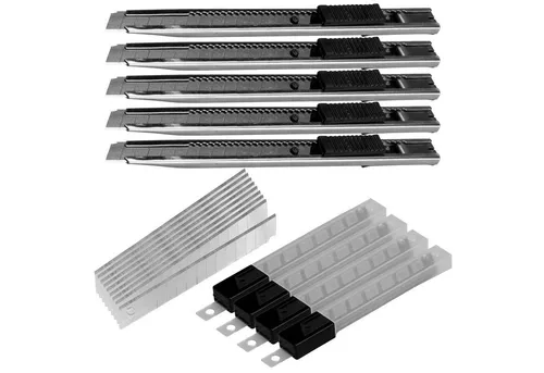 Werkzeugkönig Cuttermesser 9mm + Ersatzklingen, (5-tlg), mit Abbrechfunktion