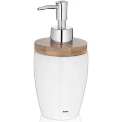 Seifenspender Natura Keramik weiß Bambus 17,5cmh 8cmØ 350ml in braun von Kela