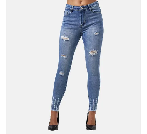 Elara Slim-fit-Jeans Damen Skinny Jeans Destroyed – High Waist Hose und Used Look