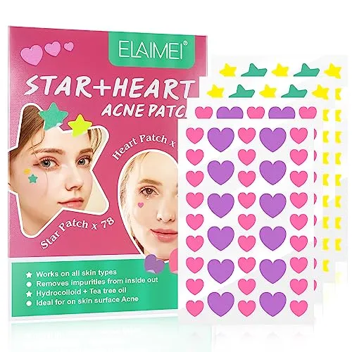 Hydrokolloid Akne Pimple Patch - 156 Stars Pickel patch, Pickelpflaster with Tea Tree Oil Extract, Spot Patch, Acne Patches, Skin Plaster Treatment, Facial Spots Dots, Makelfleck, Hautbehandlung