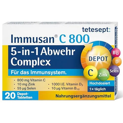 tetesept Immusan C 800 5-in-1 Depot Complex – 90 Tabletten für die Nährstoffversorgung