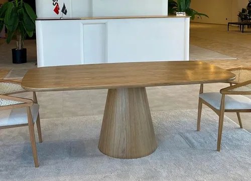 Stilvoller Rechteckiger Esszimmer Tisch aus Holz mit Rundfuß - Esstisch aus hochwertigem Holz in modernem Design, Maße: 200 x 100 x 75 cm, ideal für gesellige Abende im Esszimmer, leicht zu reinigen und stabil.