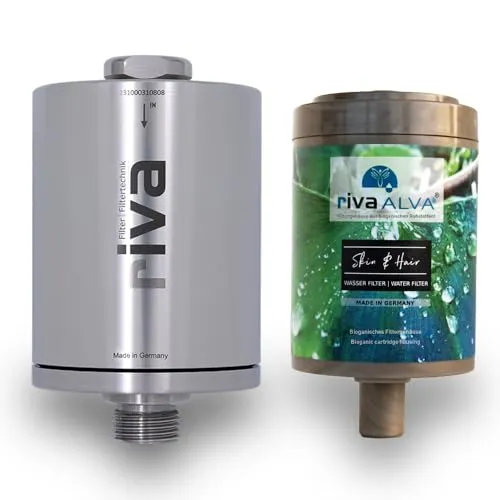 rivaALVA Wasserfilter ALVA Skin & Hair Duschfilter - Filter für sauberes Duschwasser, schützt Haut und Haare. Biologisch abbaubares Gehäuse aus natürlichen Rohstoffen sorgt für ein Wellness-Erlebnis ohne schädliche Chemikalien.