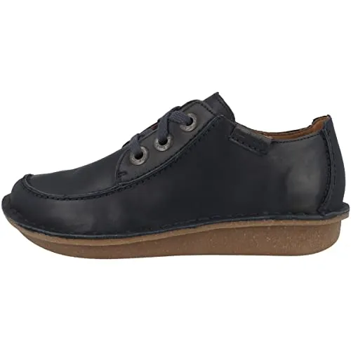 Clarks Damen Funny Dream Oxford, Navy Leather, 39 EU - Damen-Schnürhalbschuhe aus glattem Leder, komfortabel und leicht, ideal für den Alltag und umweltfreundlich.