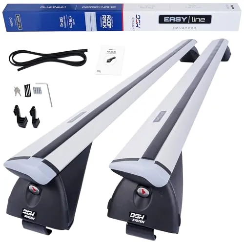 DGH SYSTEM Kompletter Aluminium-Dachträger Relingträger Easy Line Advanced 135 cm kompatibel mit Volkswagen Touareg III SUV 2019-2023 mit geschlossener Dachreling, abschließbar, Nutzlast 90 kg