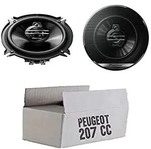 Lautsprecher Boxen Einbauset passend mit Pioneer TS-G1330F - 13cm 3-Wege 130mm Triaxe 250W Auto Einbausatz für Peugeot 207 CC