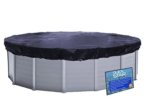 QUICK STAR Poolabdeckung Rund Ø 460 cm - Schwarz - Hochwertige Poolabdeckung für runde Pools von 366-400 cm, UV-beständig und ideal zur Algenvermeidung. Schützt ganzjährig vor Witterungseinflüssen und heizt durch die schwarze Farbe schneller auf.