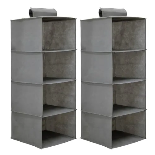 infactory Aufbewahrung Schränke: 2er-Set Hängeorganizer für Kleiderschrank mit 4 Fächern (Hängeaufbewahrung Organizer, Kleiderschrank Organizer)
