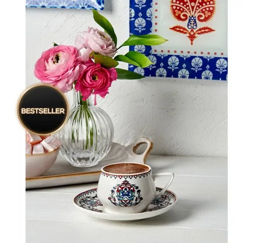 KARACA Nakkash Türkische Kaffeetassen Set für 6 Personen in weiß von Karaca