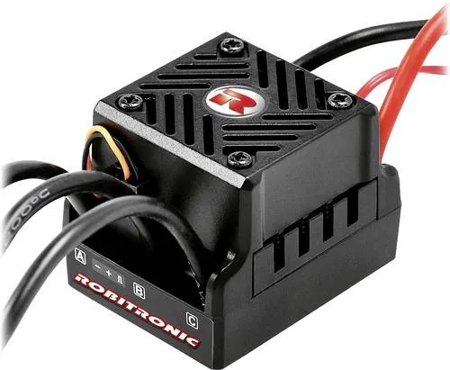 Robitronic Razer ten G2 Automodell Brushless Fahrtregler - Fahrtenregler für 1/10 On-Road und Off-Road, bietet höchste Zuverlässigkeit und Effizienz mit umfangreichen Einstellmöglichkeiten, anschlussfertig verdrahtet für einfache Installation.