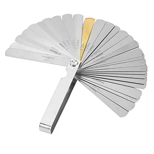 Metrisches Fühler Messgerät, 32 Klingen 0,04-0,88 mm Fühlerlehre aus Edelstahl für Ventil, Ventilstoessel, Zuendkerze Luecken, Kolben, Kolbenringen, Bremsbaendern