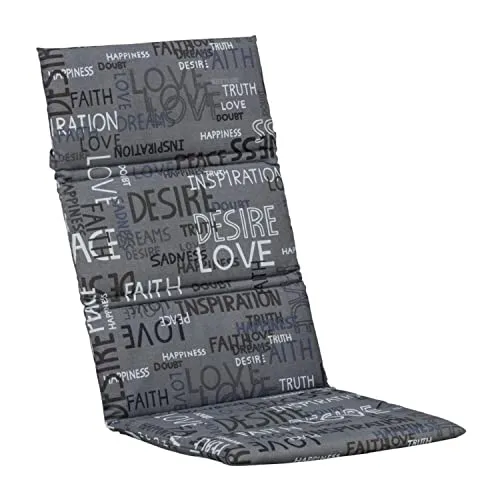 KETTtex Auflage Hochlehner Anthrazit mit Schriftzug I Gartenstuhl Polster 120x48x3cm I Trendy Sitzauflage weich & robust I atmungsaktive Stuhlauflage UV-beständig I Dessin 8575