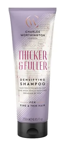 Charles Worthington Thicker and Fuller Densifying Shampoo, Hair Thickening Shampoo for Fine Hair, Purple, 250ml