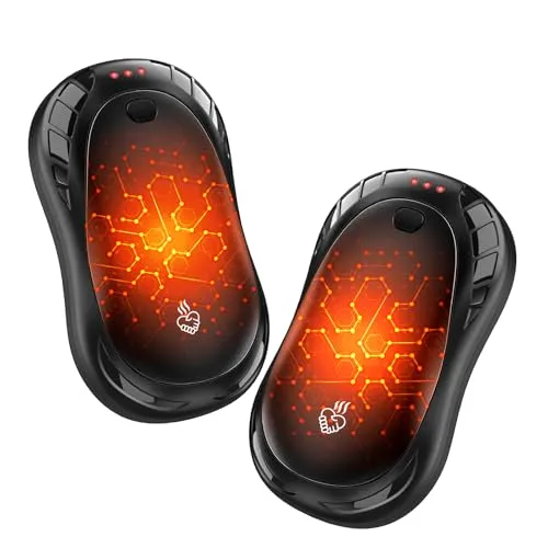 FANDLISS Handwärmer Elektrisch Split 2er-Pack,Wiederaufladbar Handwärmer USB,3 Heizmodi Tragbare Elektrischer Taschenwärmer für Outdoor im Winter 6000mAh, Hand Warmers für Outdoor Sport