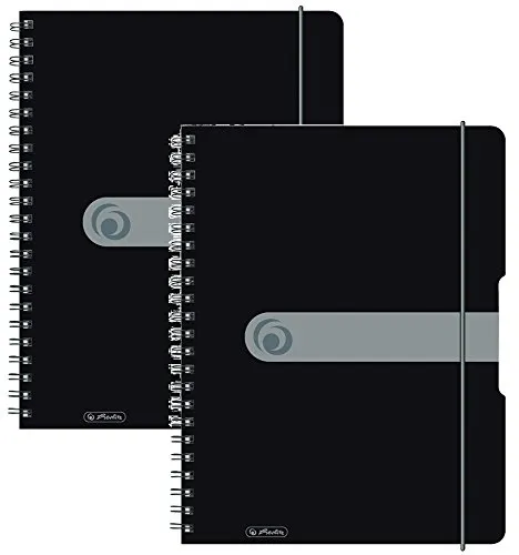 Herlitz 11293073 Spiralblock A4 to go, Holzfreies Papier, 80 Blatt (2er Pack A4, schwarz)