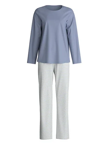 CALIDA Pyjama Cotton Special Damen (2 tlg) - Bequemer Schlafanzug in Blau - Bequemer 2-teiliger Pyjama für Damen aus 100% Baumwolle, pflegeleicht und mit elastischem Hosenbund. Ideal für entspannte Nächte und gemütliche Stunden.