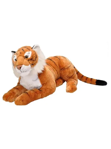 Wild Republic Tiger liegend 76 cm Plüschtiger - Kuscheltiere: 76 cm großer, kuschelweicher Plüschtiger, ideal zum Spielen und Liebhaben, waschbar bei 30° für einfache Pflege.