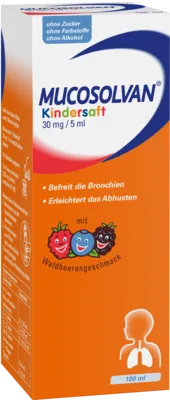 MUCOSOLVAN Kindersaft 30 mg/5 ml - A. Nattermann & Cie GmbH - Arzneimittel zur Schleimlösung bei Bronchialerkrankungen, ideal für Kinder und enthält Sorbitol für eine bessere Verträglichkeit.