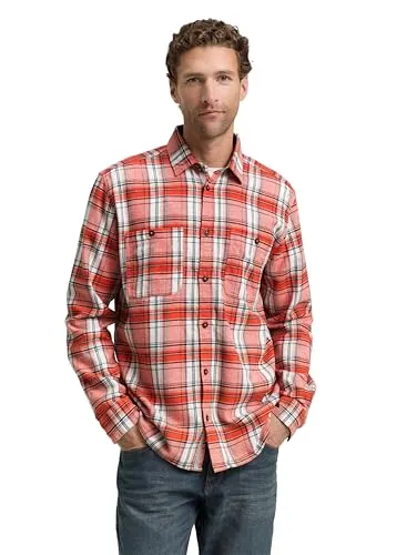 TOM TAILOR Herren Hemd 1047337 - Karo in Tango Orange, XXL - Herrenhemden im Comfort Fit mit kuscheligem Flanell-Stoff aus Baumwolle – ideal für den Holzfäller-Stil und warmen Tragekomfort.