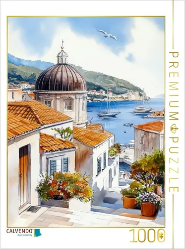 CALVENDO Puzzle Blick auf Dubrovnik - 1000 Teile Foto-Puzzle für entspannte Stunden - Erleben Sie die Schönheit Kroatiens mit diesem 1000-teiligen Puzzle. Hochwertige Druckqualität und präzise Passform garantieren Spaß für die ganze Familie. Ideal für alle, die das mediterrane Flair lieben!