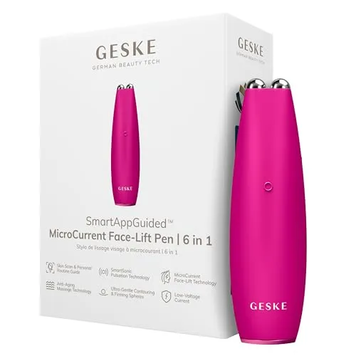 GESKE SmartAppGuided™ MicroCurrent Face-Lift Pen 6 in 1 - Geräte zur Faltenreduzierung & Anti-Aging-Geräte – Erlebe gezielte Hautstraffung und Faltenbekämpfung mit dem innovativen Mikrostromgerät für strahlende, junge Haut.