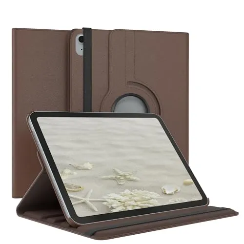 EAZY CASE - Tablet Hülle für iPad 10. Generation 2022 Schutzhülle 10.9 Zoll Smart Cover Tablet Case Rotationcase zum Aufstellen Klapphülle 360° drehbar mit Standfunktion Tasche Kunstleder Braun