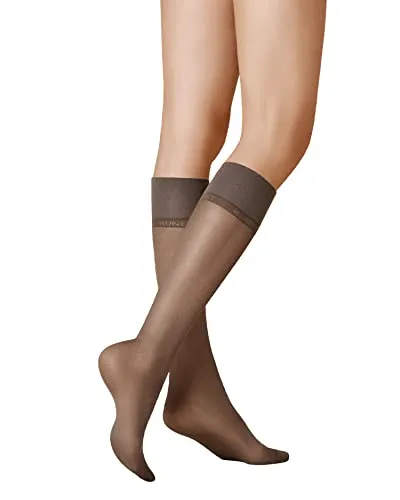 KUNERT Damen Kniestrümpfe Satin Look 20 transparenter Glanz 20 DEN Graphit 0420 35-38