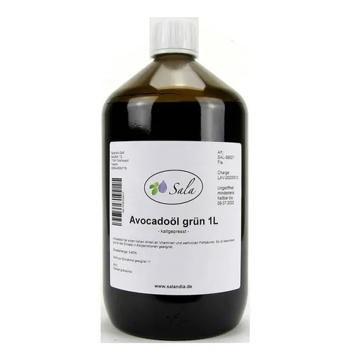 Produktbild Sala Avocadoöl Avocado Öl roh grün kaltgepresst 1000 ml 1 L Glasflasche