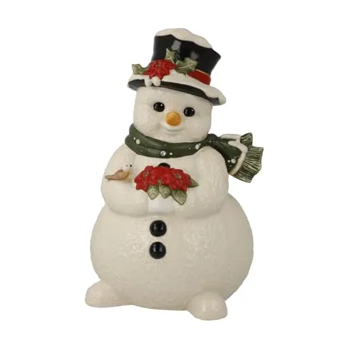 Figur Schneemann - Im verschneiten Garten Weihnachten - Weihnachtlicher Zierschmuck, liebevoll handgefertigt und dekoriert mit funkelnden Kristallsteinen, perfekt als Geschenk oder für die festliche Dekoration.