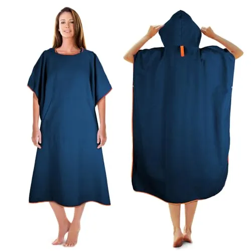 KUOGAS Badeponcho für Damen & Herren – Mikrofaser Surf Poncho in Dunkelblau (M)
