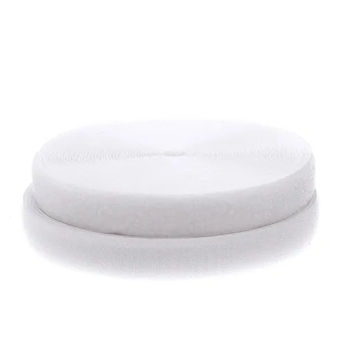 TUKA 12m x 20mm Klettband zum aufnähen,12 meter Flausch & 12m Hakenband, Rückseite Nicht selbstklebend, 20mm breit Klettverschluss, Extra Stark Haftkraft Flausch & Haken, Weiß TKB5002 white