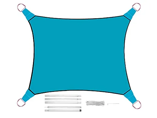 Sonnensegel Rechteckig 3x4m Blau mit Stangenset in blau von Perel