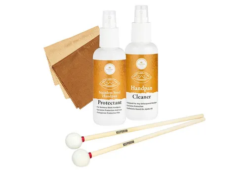 Meinl Sonic Energy Handpan Pflegeset SSHPCS mit Schlägel und Reinigungs-Set - Professionelles Pflegeset für Handpans aus Edelstahl. Enthält Reinigungs- und Schutzmittel sowie Mikrofasertücher für eine schonende Pflege und langanhaltende Optik. Ideal für Musikliebhaber.
