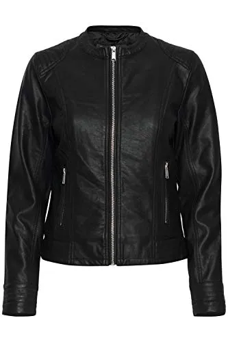 b.young BYACOM JACKET Damen Jacke Kunstlederjacke 20809396, Größe:44, Farbe:Black (200451)