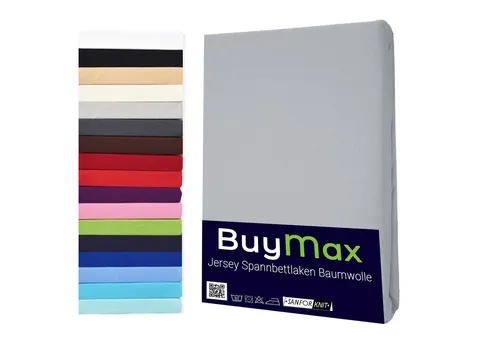 Buymax Spannbettlaken Topper, Spannbetttuch für Topper bis 12 cm Höhe, 100% Baumwolle Jersey, Jersey, Gummizug: Rundumgummi, (1 Stück), Pflegeleicht und Atmungsaktiv, in Verschiedenen Farben und Größen